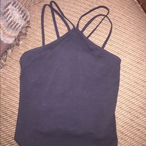 Fitted black crop top. Gently used